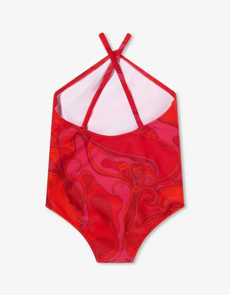 Baby Girls Orchidee Print Swimsuit in Red