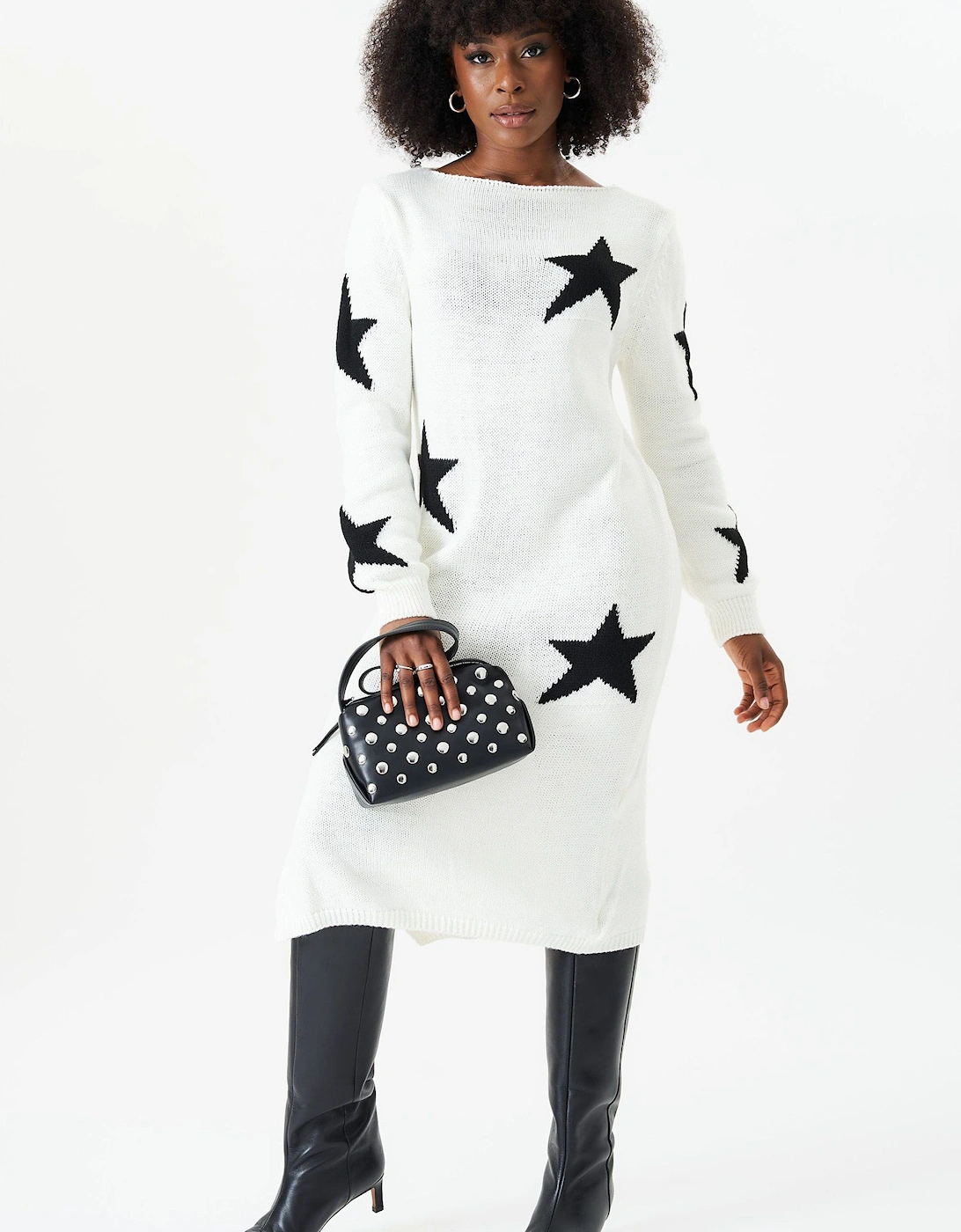 White Star Knit Oversized Jumper Dress, 2 of 1