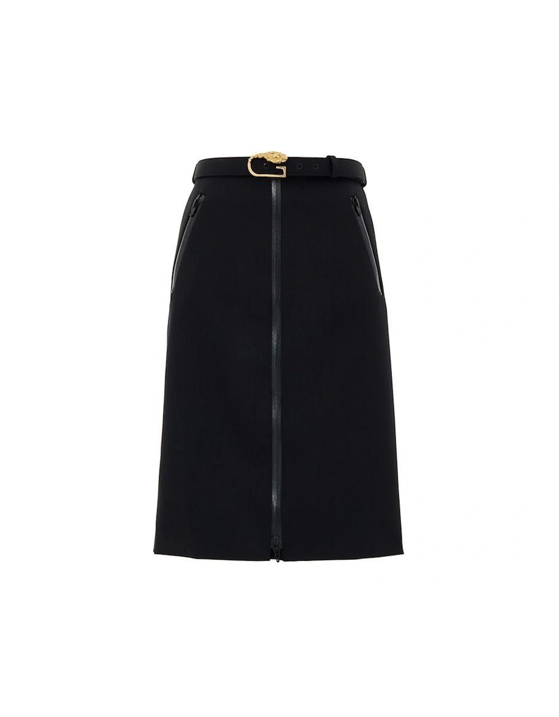 Wool Skirt with Removable Belt and Central Zip  - Black, 2 of 1
