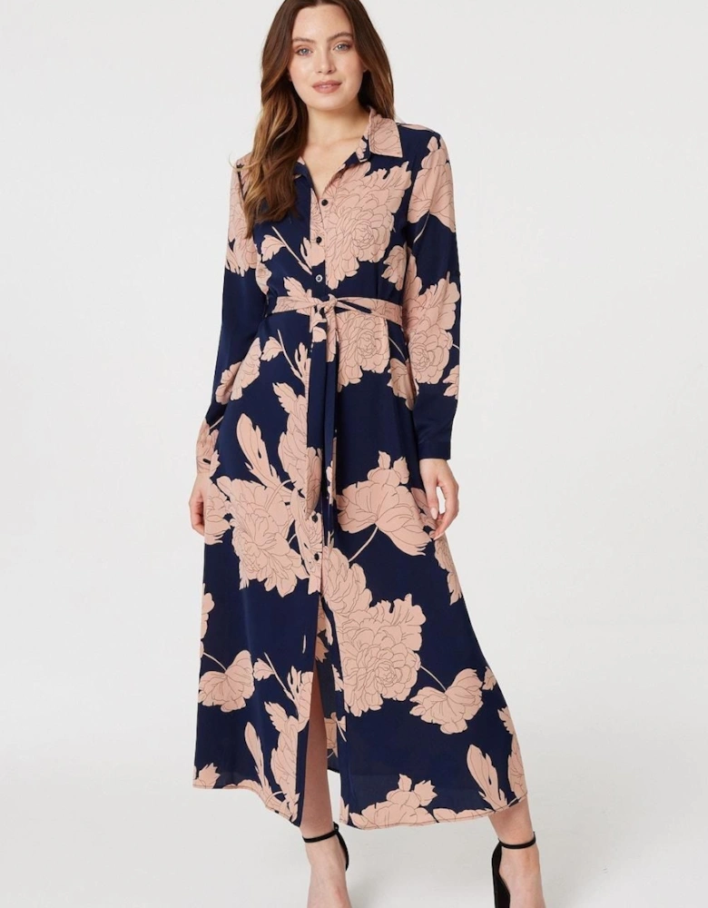 Monochrome Floral Shirt Dress