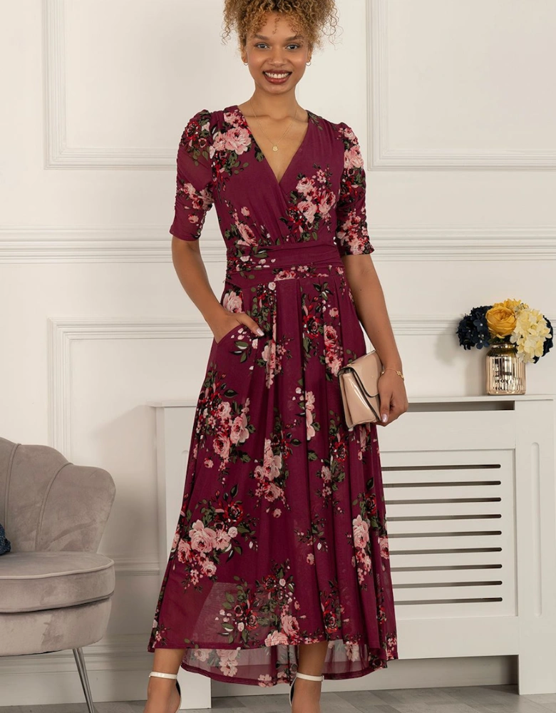 Haizley Floral Print Mesh Maxi Dress