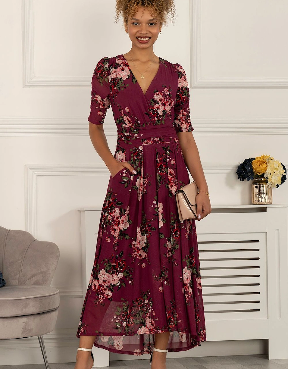 Haizley Floral Print Mesh Maxi Dress, 2 of 1