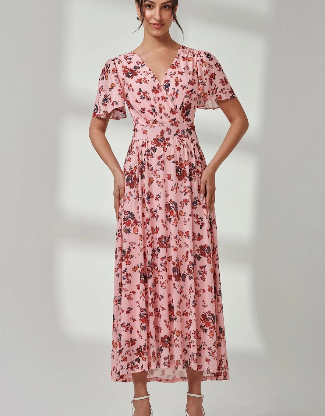 Gracelyn Wrap Front Mesh Maxi Dress, 2 of 1