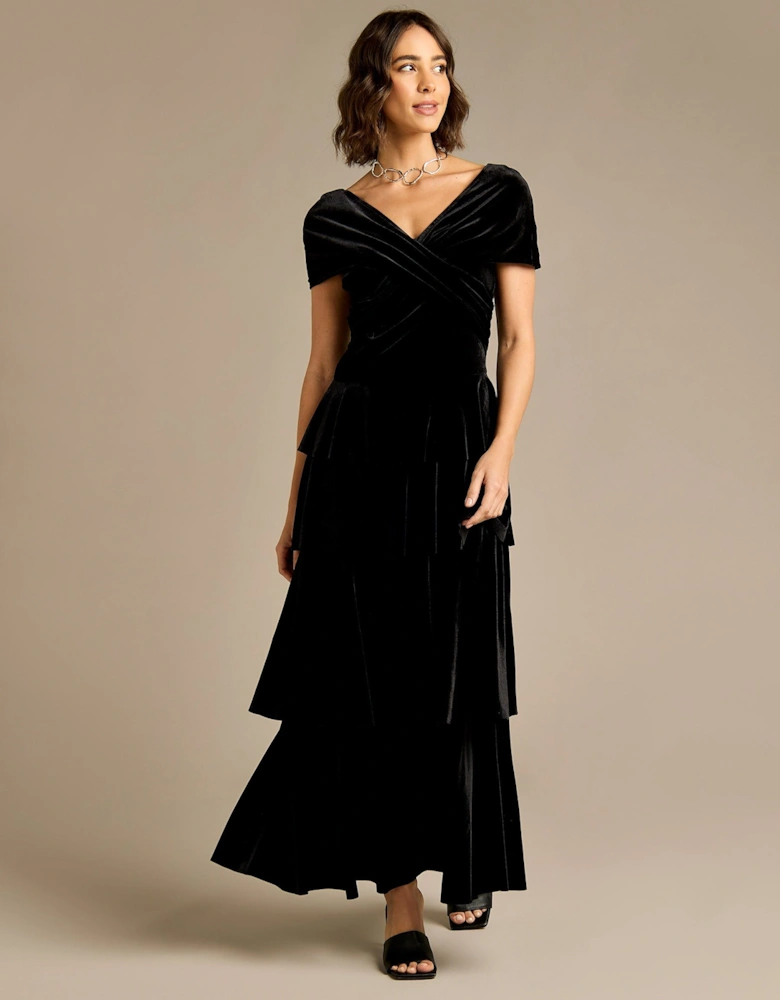 Darcy Black Velvet Off Shoulder Dress