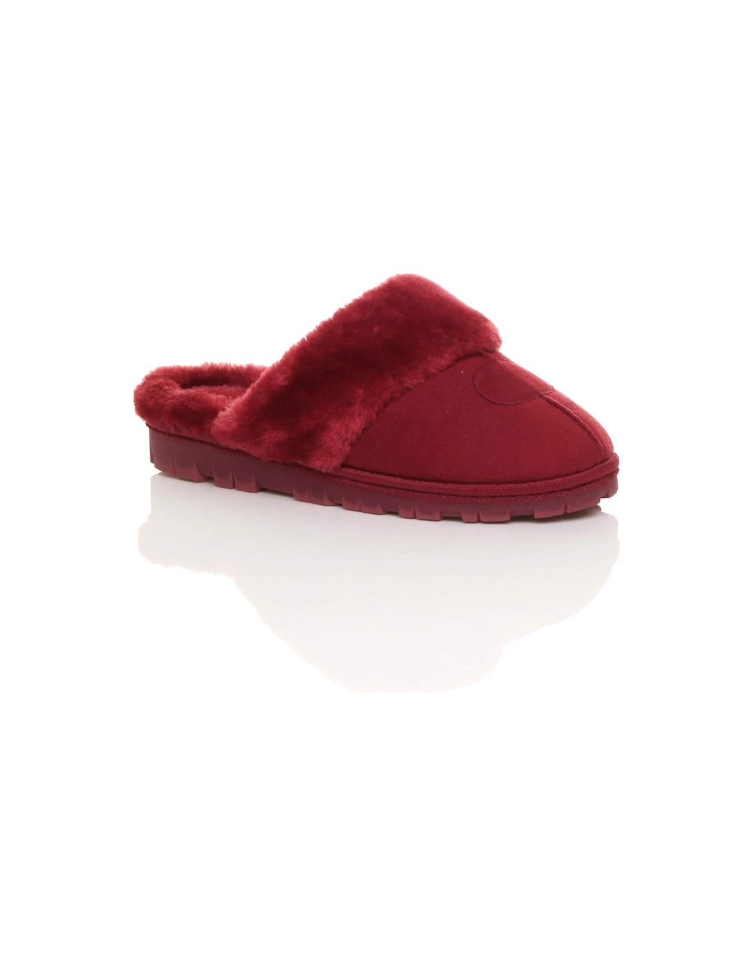 Flat  Heel Faux Fur Lined Slip On Memory Foam Mules  Slippers, 2 of 1