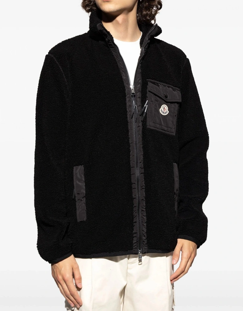 Zip Up Fleece Cardigan Black