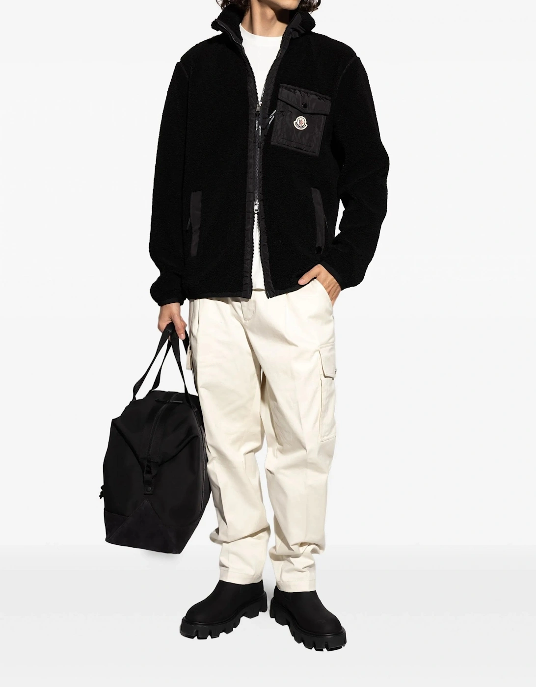 Zip Up Fleece Cardigan Black