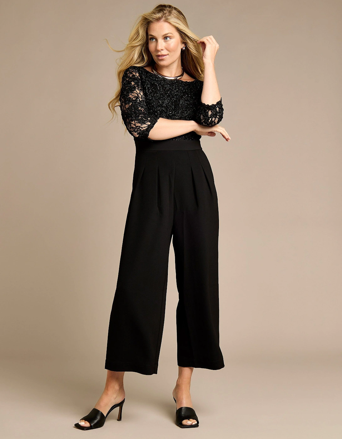 Martina Black Lace Jumpsuit, 2 of 1