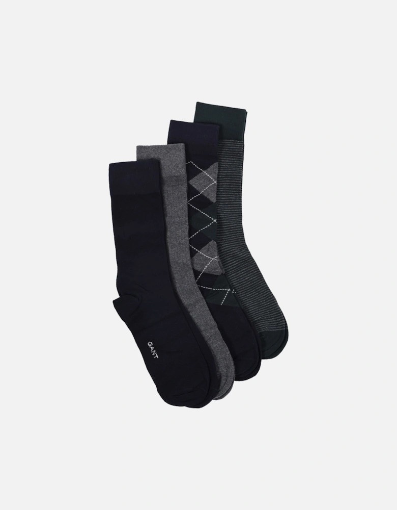 Argyle & Stripe 4pk Socks Marine