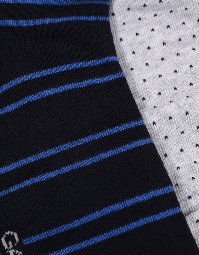 Stripe and Mini Dot 2pk Socks Marine