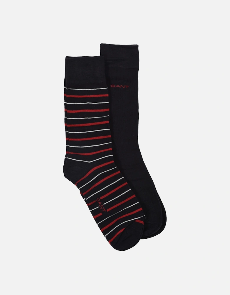 Multi-Stripe 2pk Socks Black