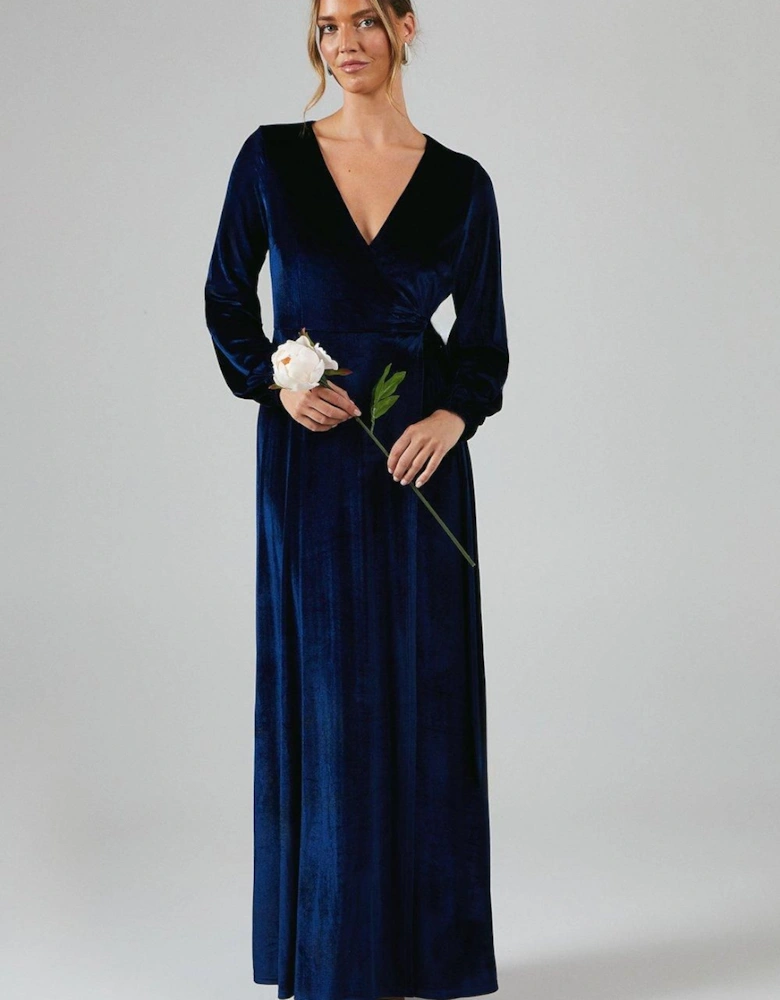 by Coast Long Sleeve Wrap Velvet Bridesmaid Dress