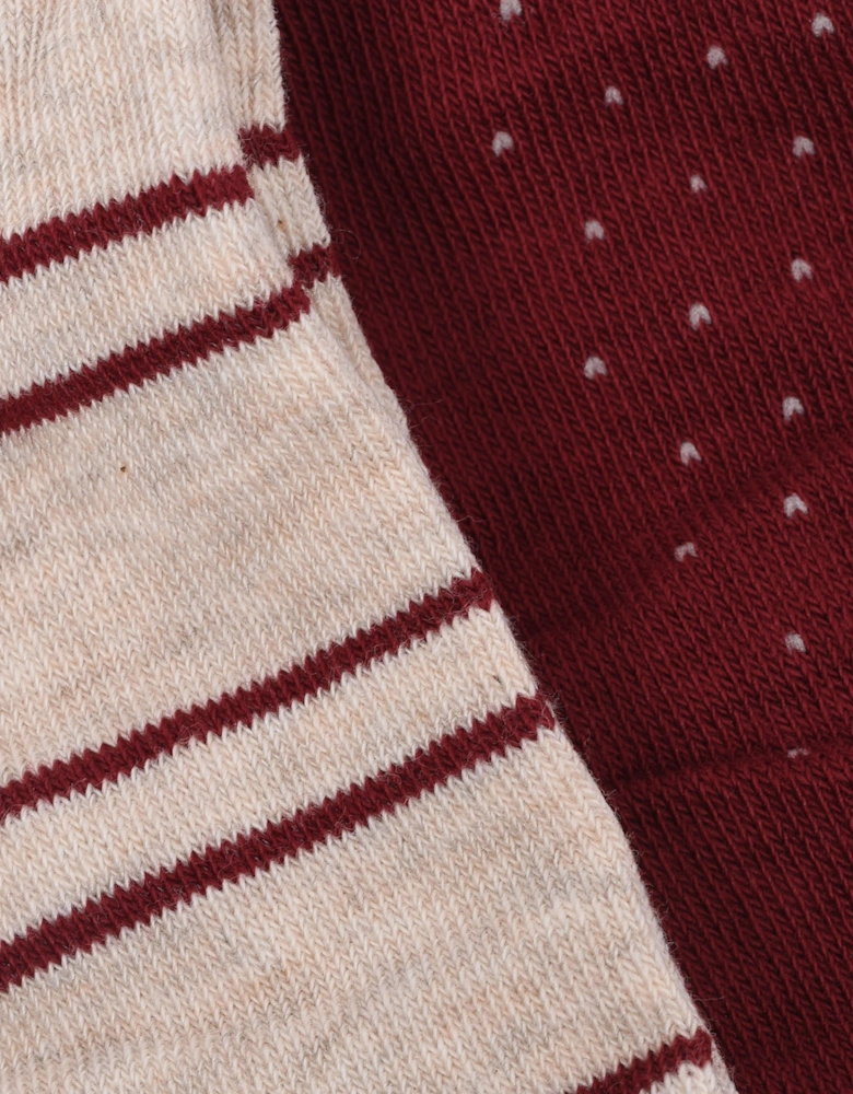 Stripe and Mini Dot 2pk Socks Plumped Red