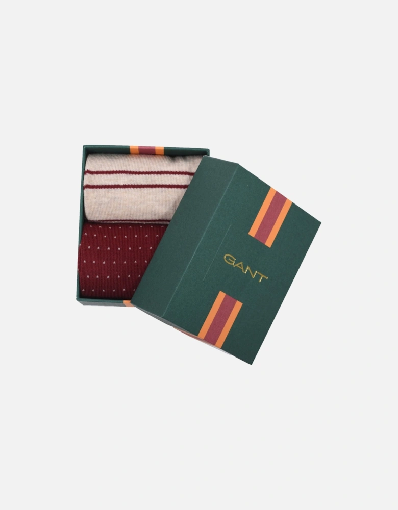 Stripe and Mini Dot 2pk Socks Plumped Red