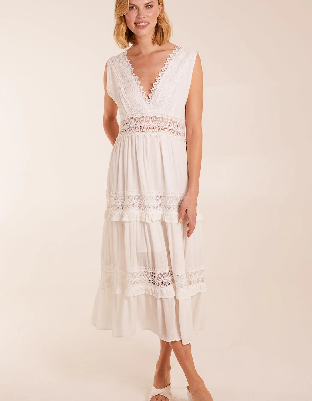 Angel Sleeve Tiered Maxi Dress, 2 of 1