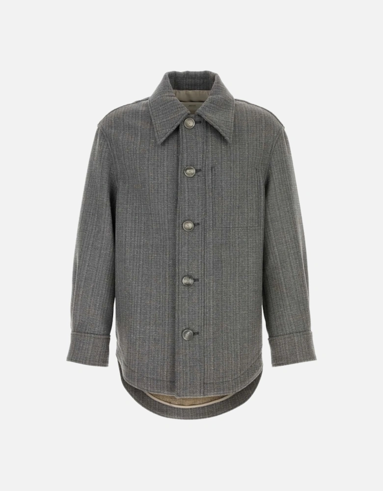 Double Wool Herringbone Jacket Grey