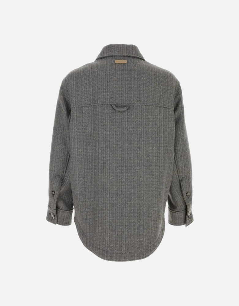 Double Wool Herringbone Jacket Grey