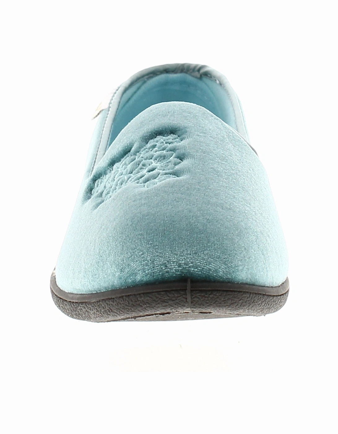 Womens Slippers Madge Velour Textile green UK Size