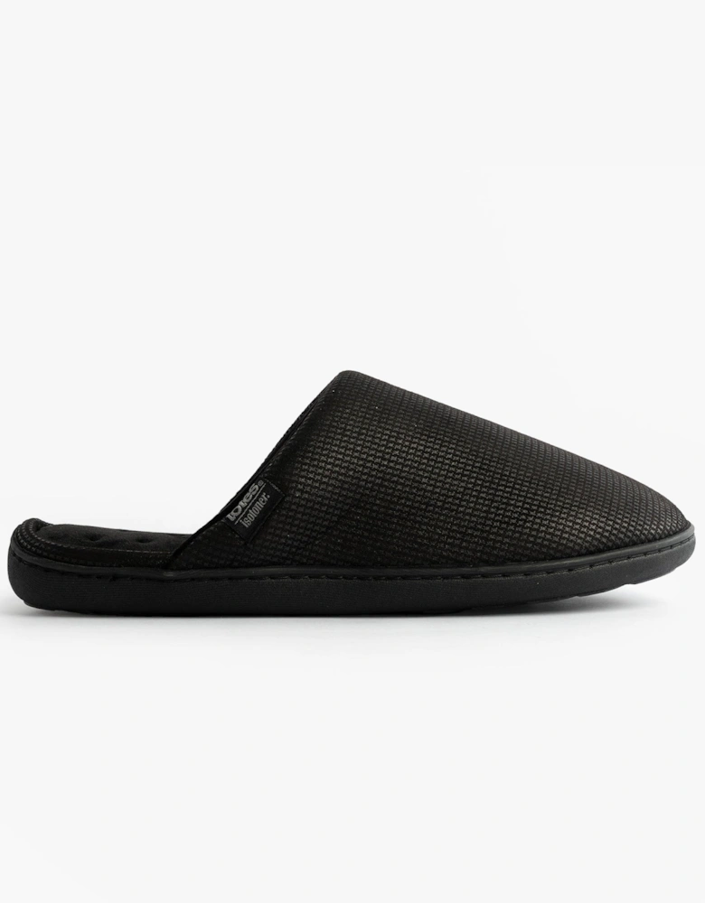 Isotoner SQUARE PATTERNED SMART MULE Mens Mule Slippers Black