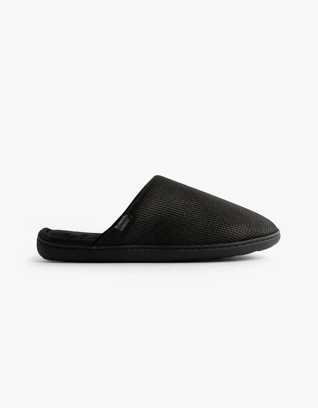 Men's Totes Isotoner SQUARE PATTERNED SMART MULE Mens Mule Slippers Black - Size: 11