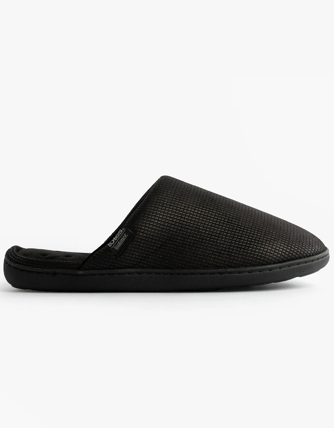 Isotoner SQUARE PATTERNED SMART MULE Mens Mule Slippers Black, 8 of 7