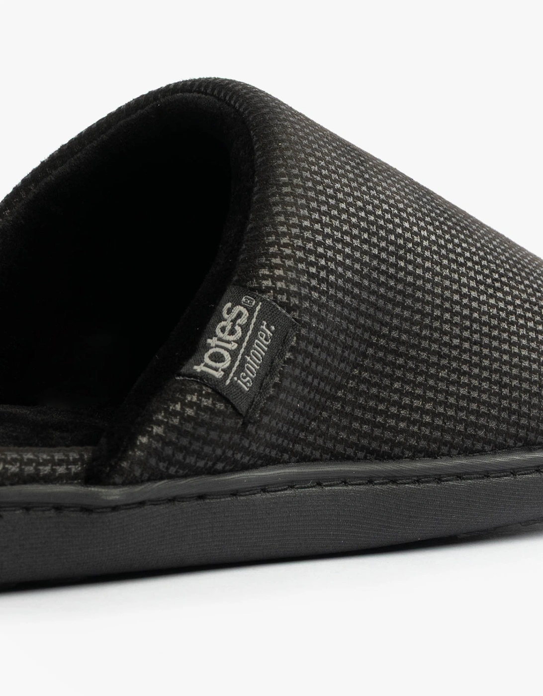 Isotoner SQUARE PATTERNED SMART MULE Mens Mule Slippers Black