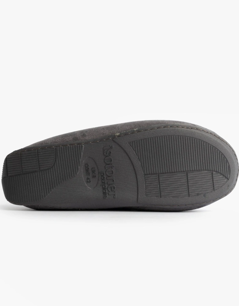Isotoner SQUARE PATTERNED SMART MOCCASIN Mens Moccasin Slippers Grey