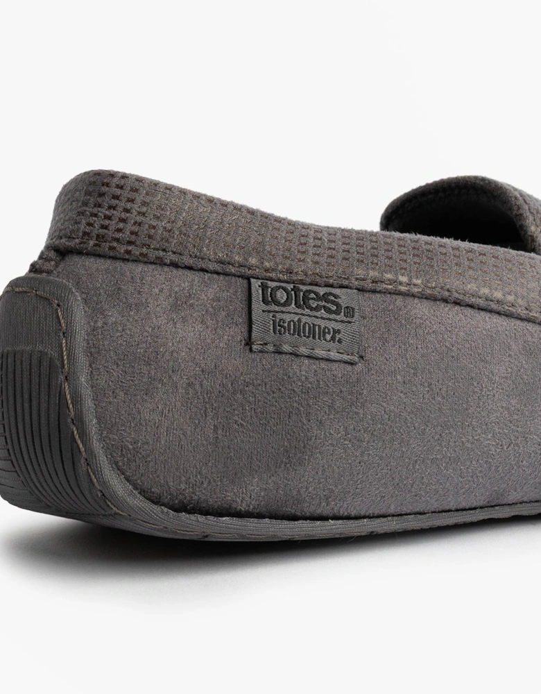 Isotoner SQUARE PATTERNED SMART MOCCASIN Mens Moccasin Slippers Grey