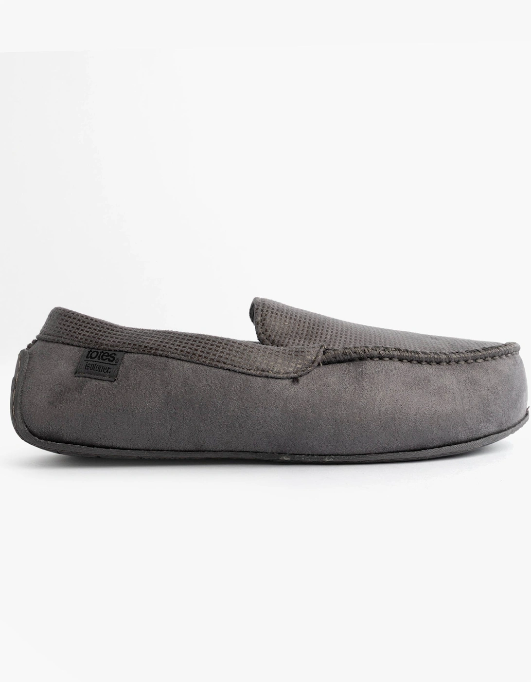 Isotoner SQUARE PATTERNED SMART MOCCASIN Mens Moccasin Slippers Grey, 8 of 7
