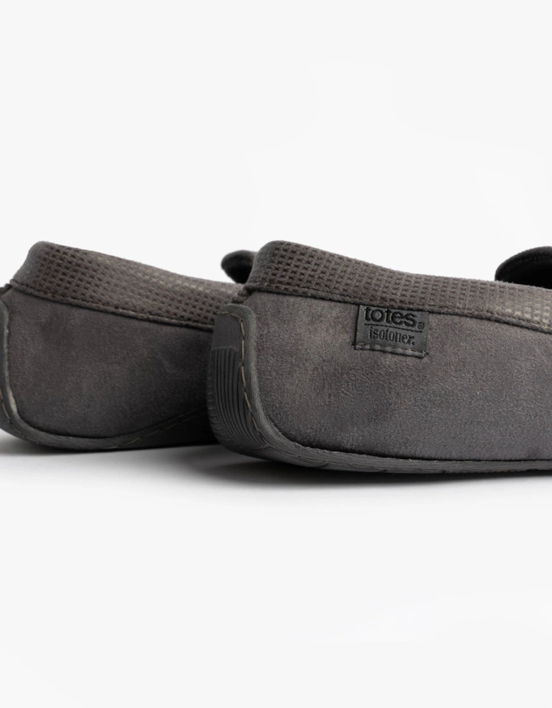 Isotoner SQUARE PATTERNED SMART MOCCASIN Mens Moccasin Slippers Grey