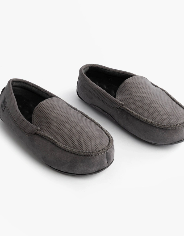 Isotoner SQUARE PATTERNED SMART MOCCASIN Mens Moccasin Slippers Grey