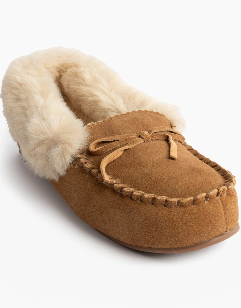 Isotoner REAL SUEDE MOCCASIN Womens Slippers Tan
