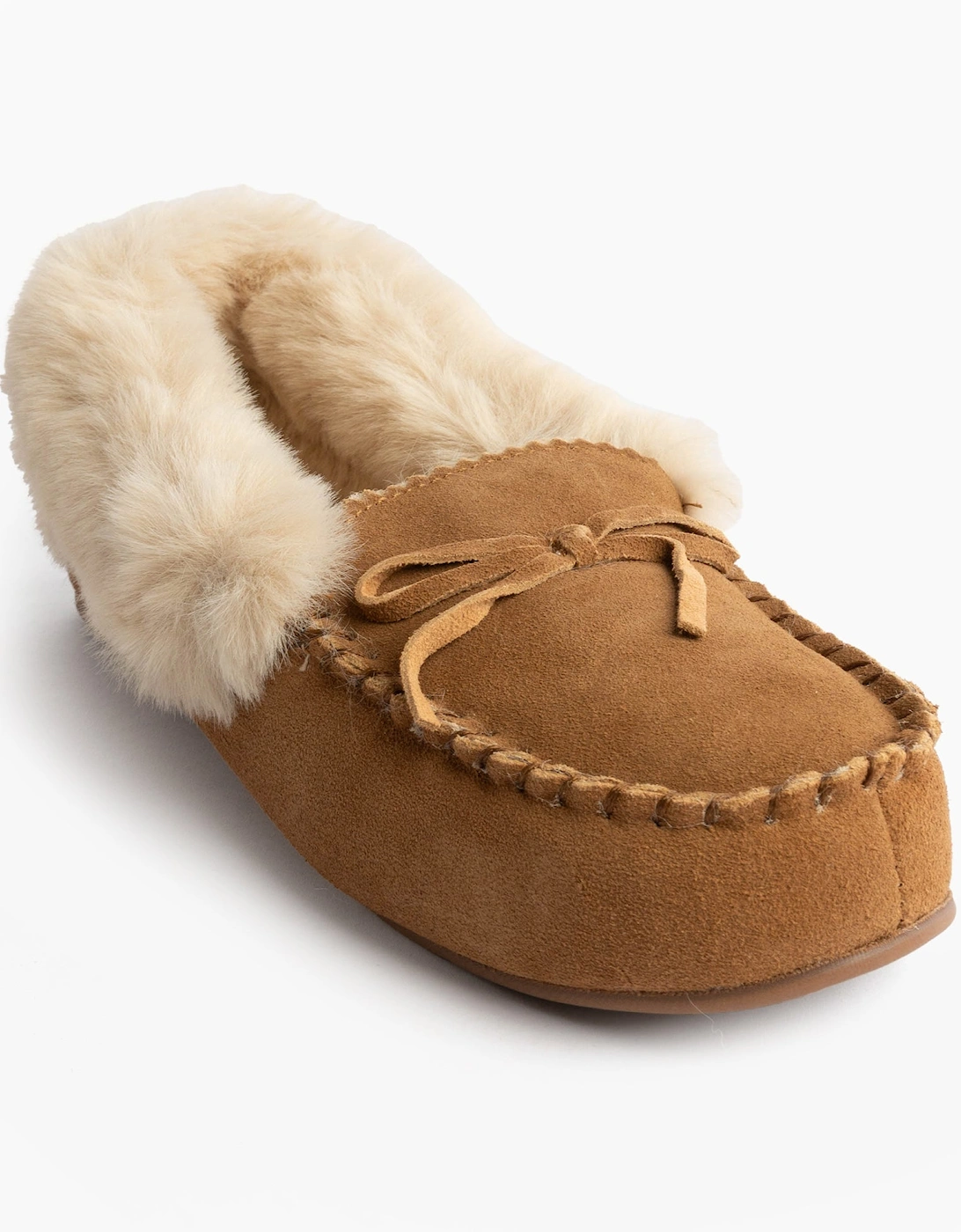 Isotoner REAL SUEDE MOCCASIN Womens Slippers Tan