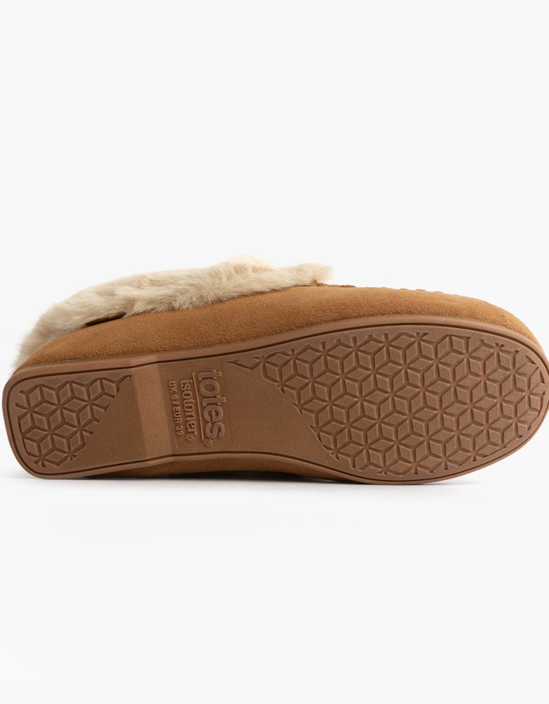 Isotoner REAL SUEDE MOCCASIN Womens Slippers Tan