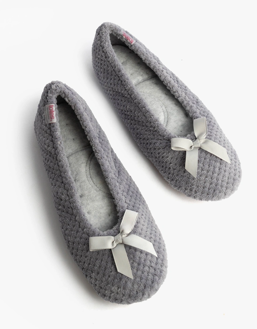 Isotoner POPCORN BALLET Womens Ballerina Slippers Pale Grey