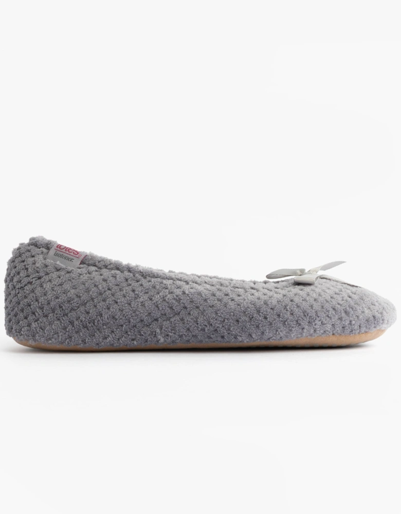 Isotoner POPCORN BALLET Womens Ballerina Slippers Pale Grey