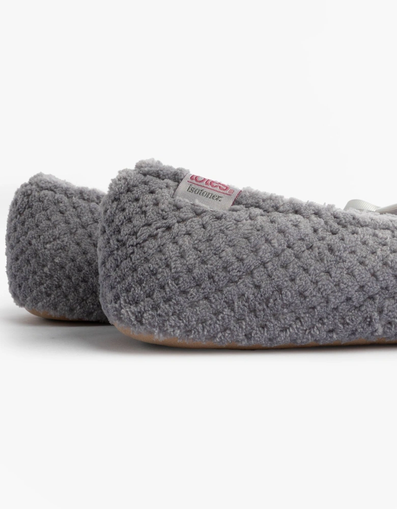 Isotoner POPCORN BALLET Womens Ballerina Slippers Pale Grey
