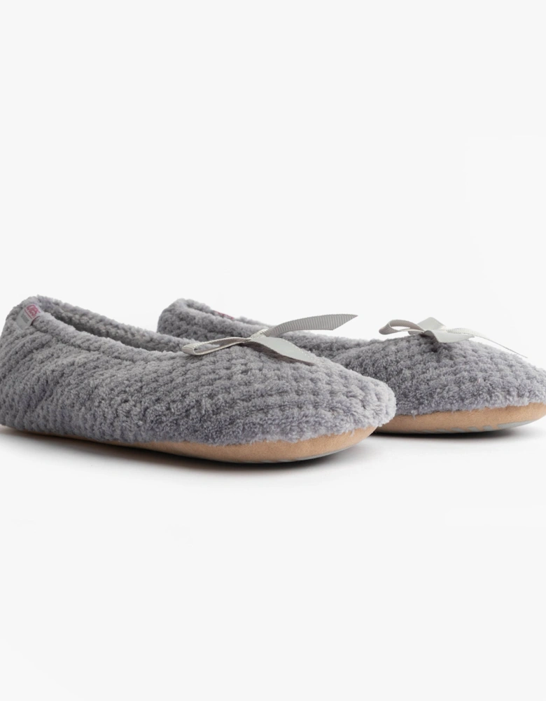 Isotoner POPCORN BALLET Womens Ballerina Slippers Pale Grey