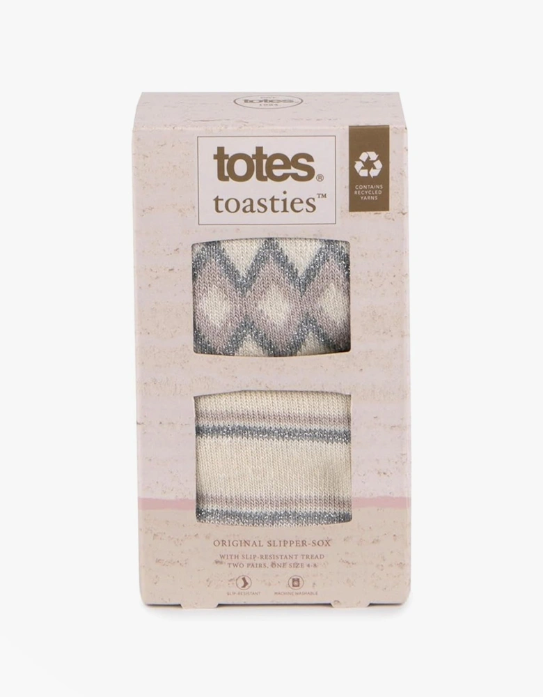 Toasties ORIGINAL SLIPPER SOCKS (TWIN PACK) Womens Fairisle / Plain
