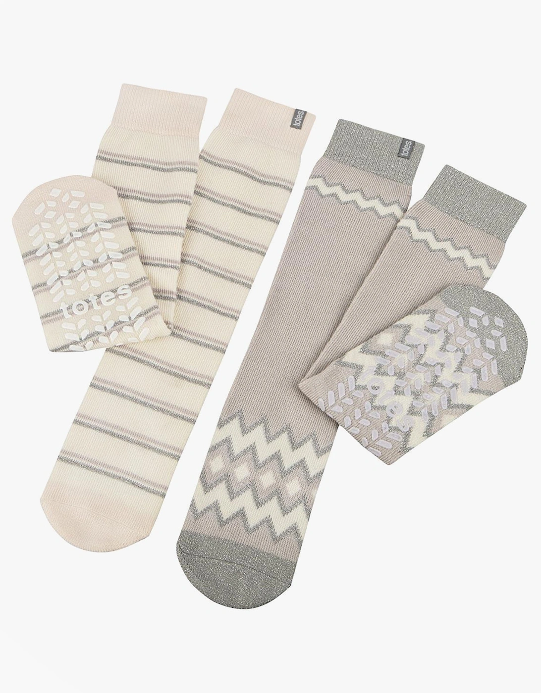 Toasties ORIGINAL SLIPPER SOCKS (TWIN PACK) Womens Fairisle / Plain, 7 of 6