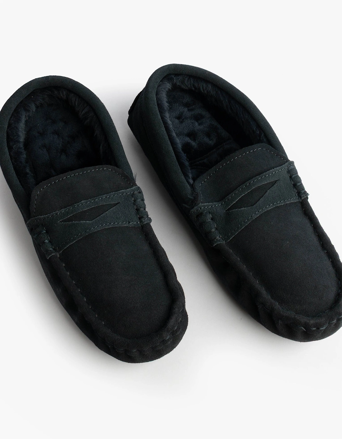 Isotoner SUEDE CLASSIC Moccasin Slippers Mens Navy