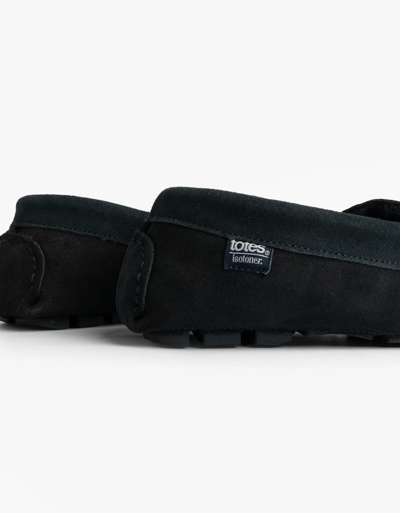 Isotoner SUEDE CLASSIC Moccasin Slippers Mens Navy