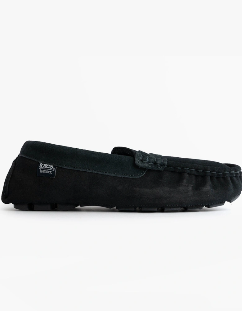 Isotoner SUEDE CLASSIC Moccasin Slippers Mens Navy