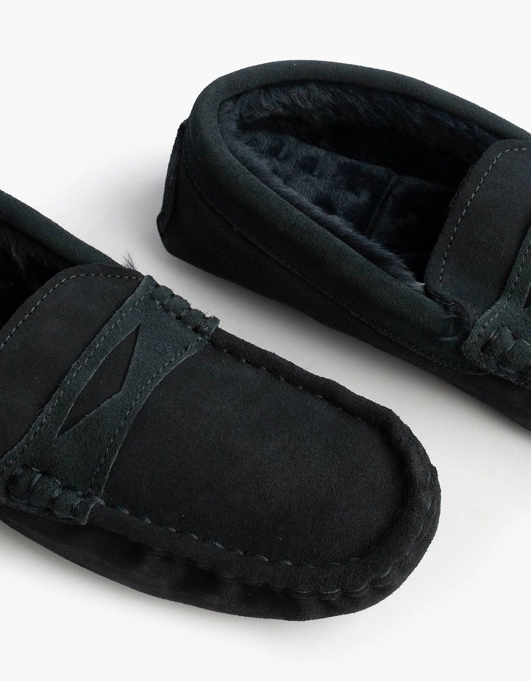 Isotoner SUEDE CLASSIC Moccasin Slippers Mens Navy