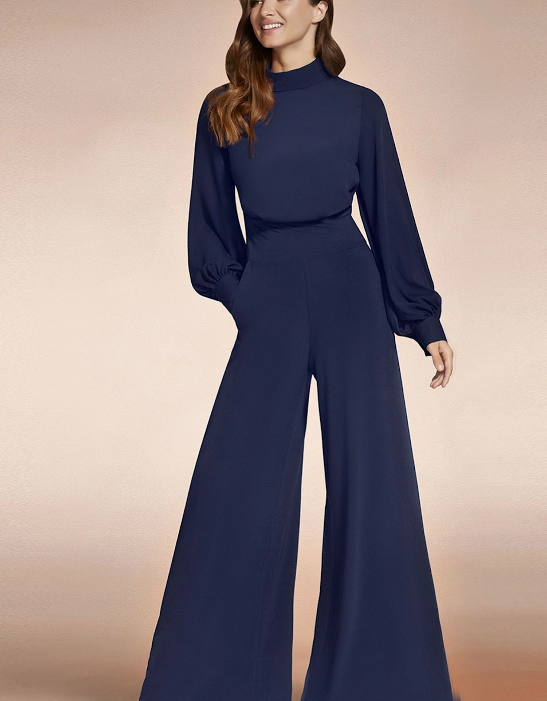 Wideleg Jumpsuit with Blouson Sleeve, 2 of 1