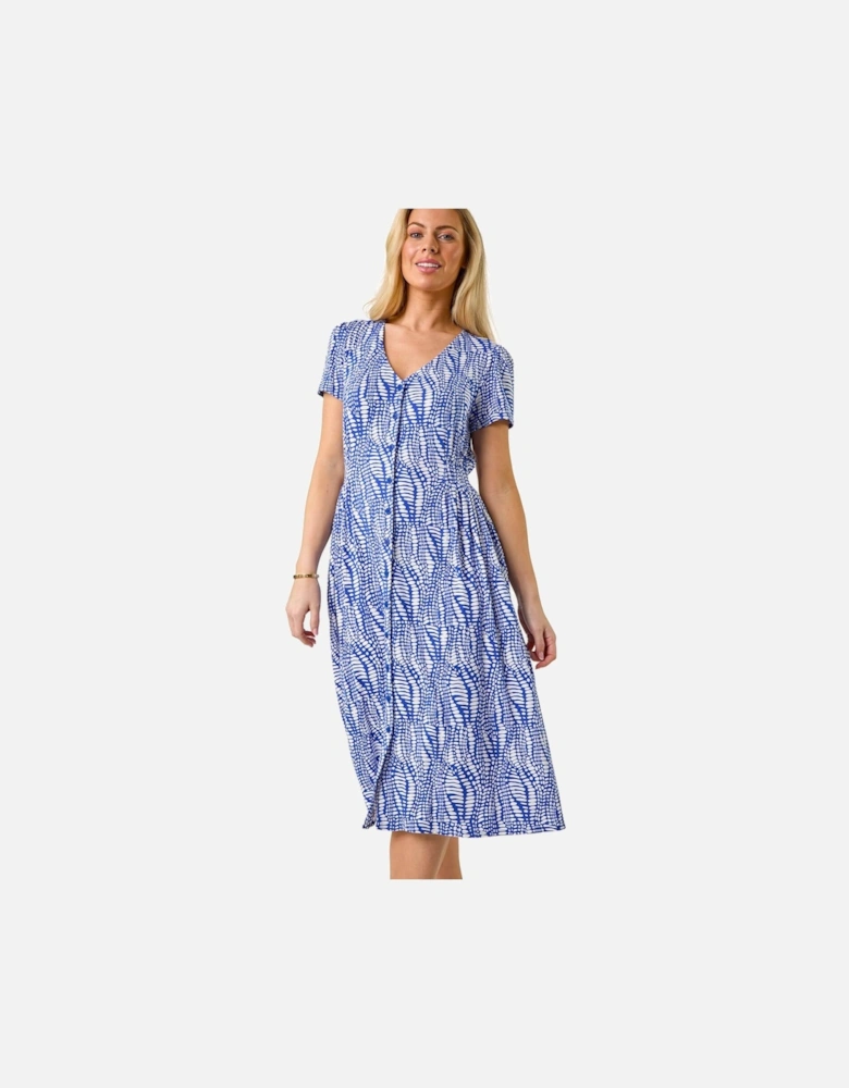 Petite Shirred Waist Button Dress