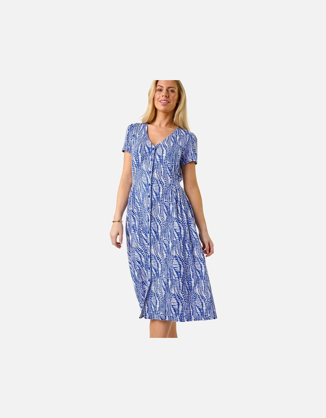 Petite Shirred Waist Button Dress, 2 of 1