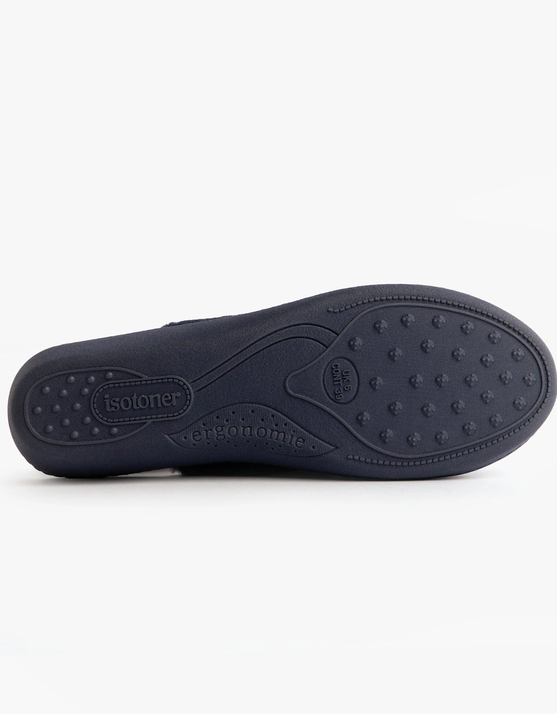 Isotoner SPARKLE VELOUR HEELED MULE Womens Mule Slippers Navy