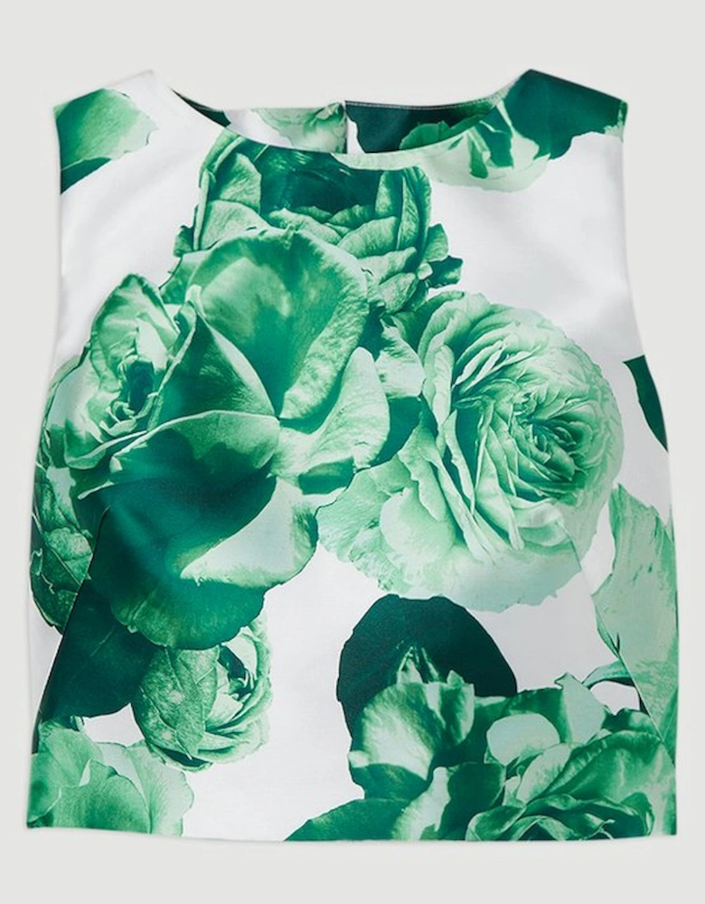 Green Rose Twill Bow Detail Top