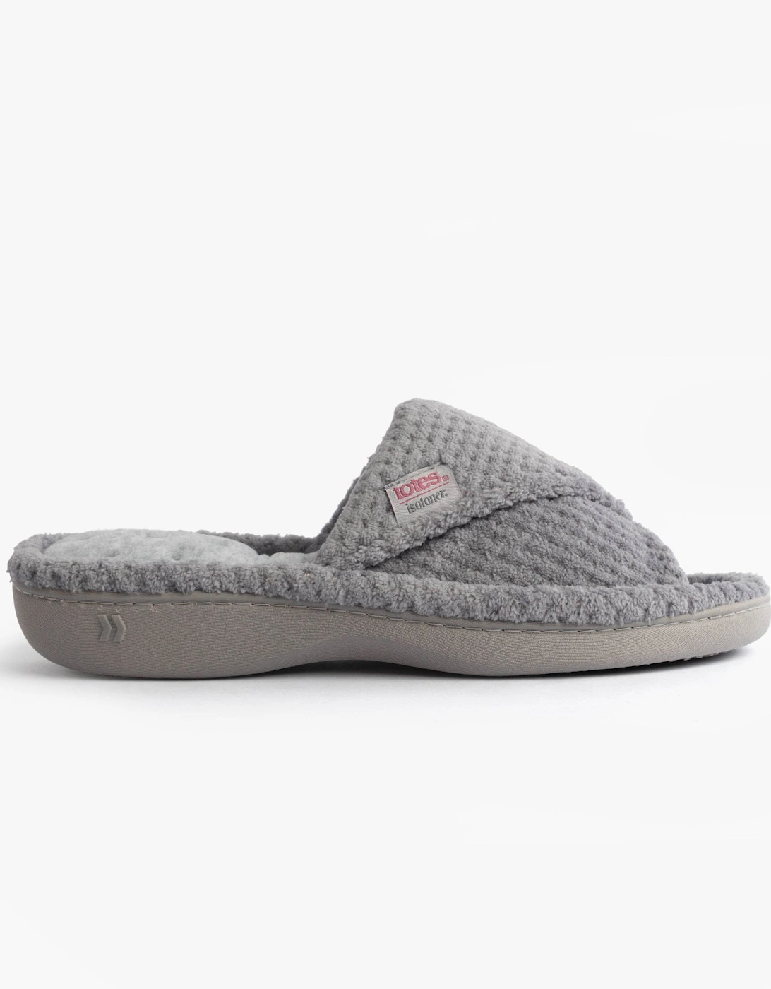 Isotoner POPCORN TURNOVER OPEN TOE Womens Mule Slippers Pale Grey, 7 of 6